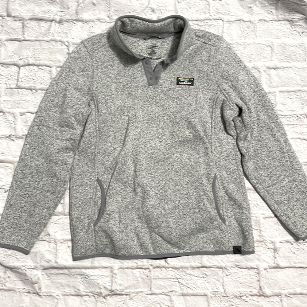 L.L. Bean Sweater Fleece Pullover in Pewter, size L